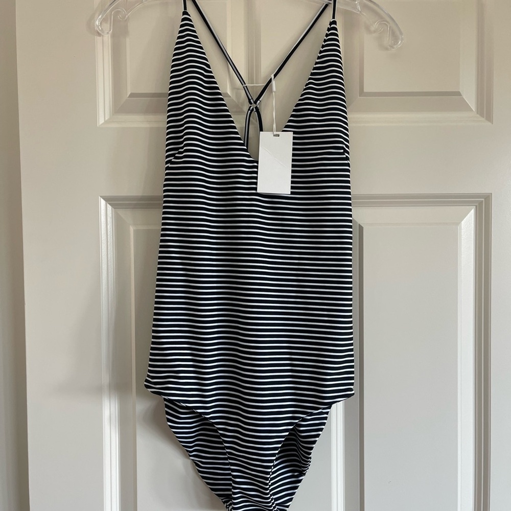 Mikoh Black and White Striped one Piece